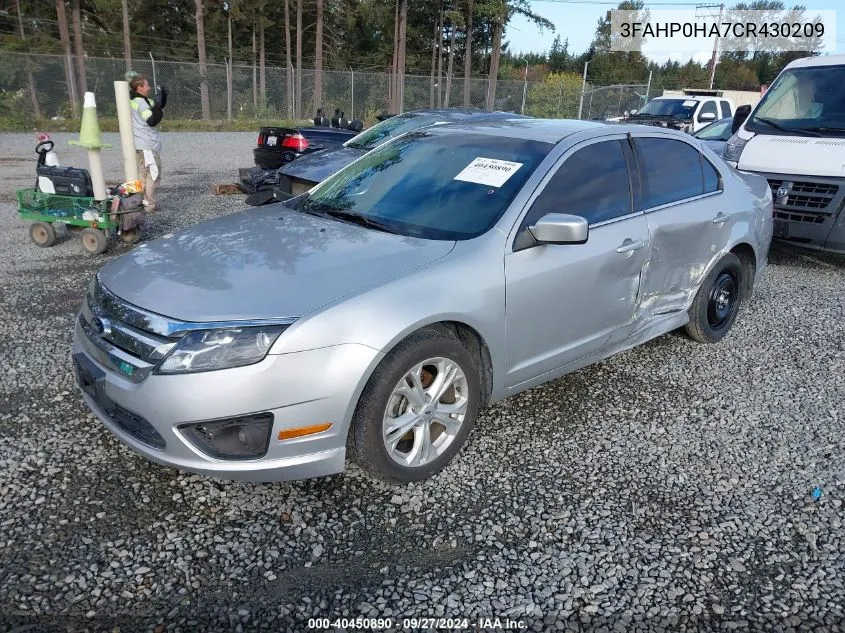 2012 Ford Fusion Se VIN: 3FAHP0HA7CR430209 Lot: 40450890