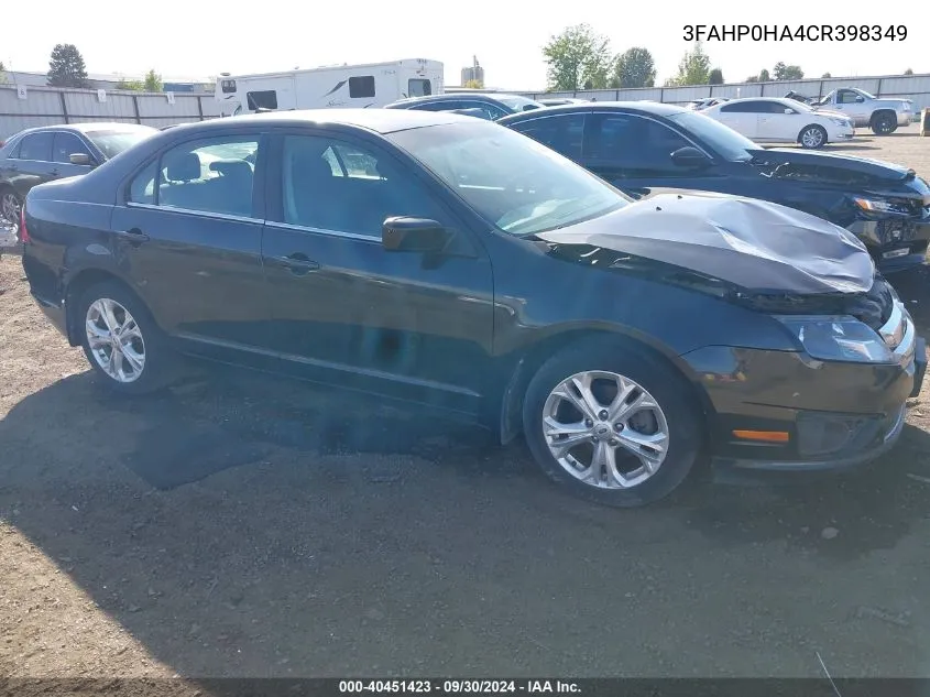 3FAHP0HA4CR398349 2012 Ford Fusion Se