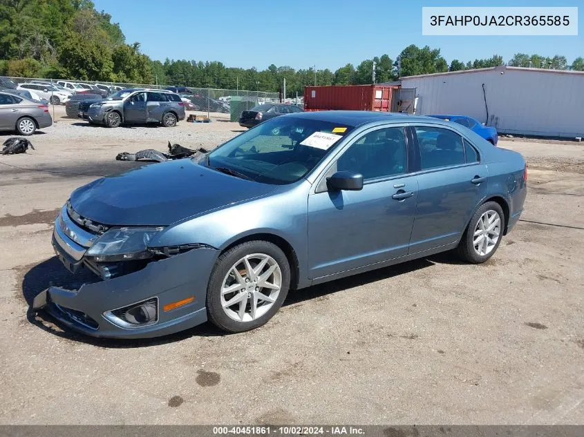 2012 Ford Fusion Sel VIN: 3FAHP0JA2CR365585 Lot: 40451861