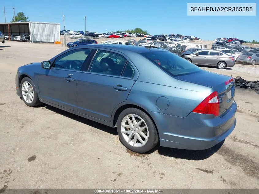 2012 Ford Fusion Sel VIN: 3FAHP0JA2CR365585 Lot: 40451861