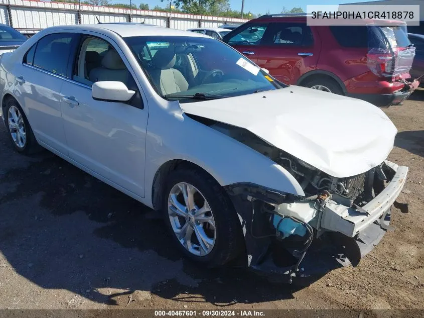 2012 Ford Fusion Se VIN: 3FAHP0HA1CR418878 Lot: 40467601