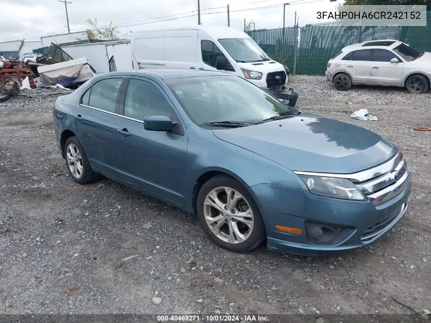 3FAHP0HA6CR242152 2012 Ford Fusion Se