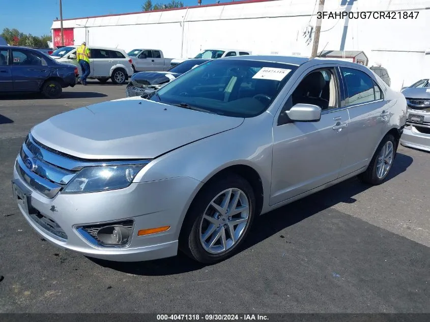 2012 Ford Fusion Sel VIN: 3FAHP0JG7CR421847 Lot: 40471318