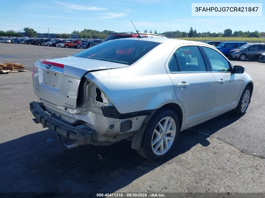 2012 Ford Fusion Sel VIN: 3FAHP0JG7CR421847 Lot: 40471318