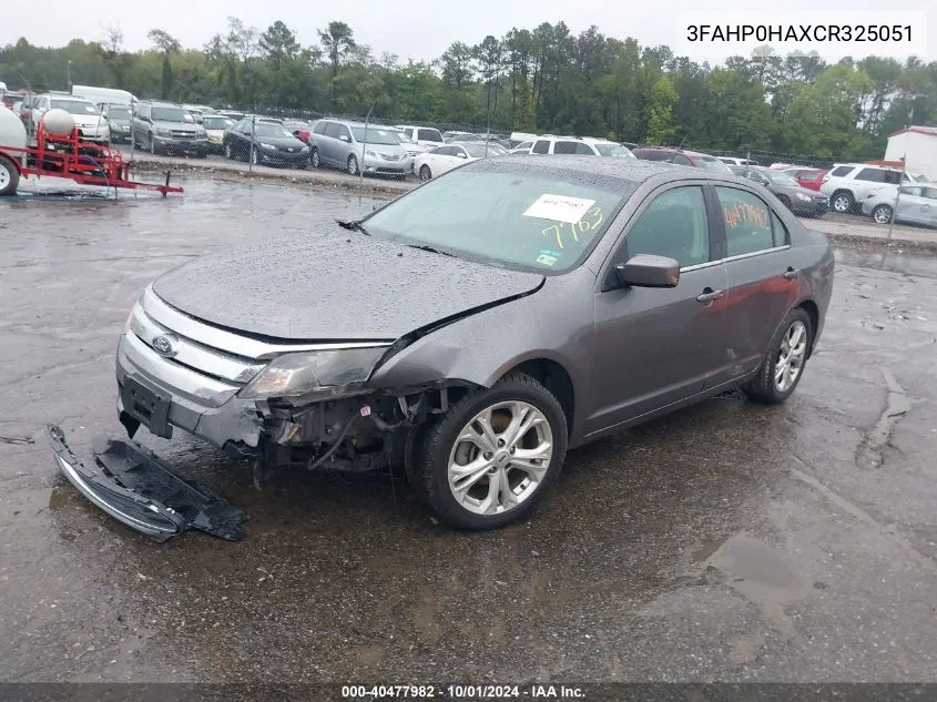 2012 Ford Fusion Se VIN: 3FAHP0HAXCR325051 Lot: 40477982