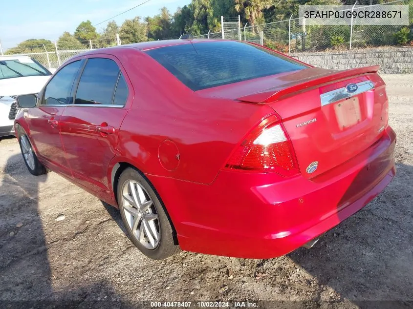 2012 Ford Fusion Sel VIN: 3FAHP0JG9CR288671 Lot: 40478407