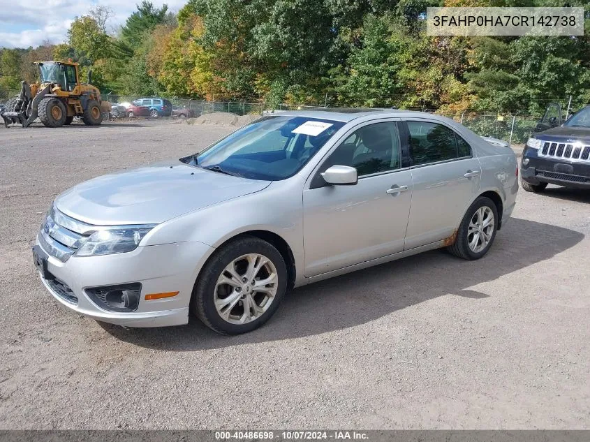 2012 Ford Fusion Se VIN: 3FAHP0HA7CR142738 Lot: 40486698