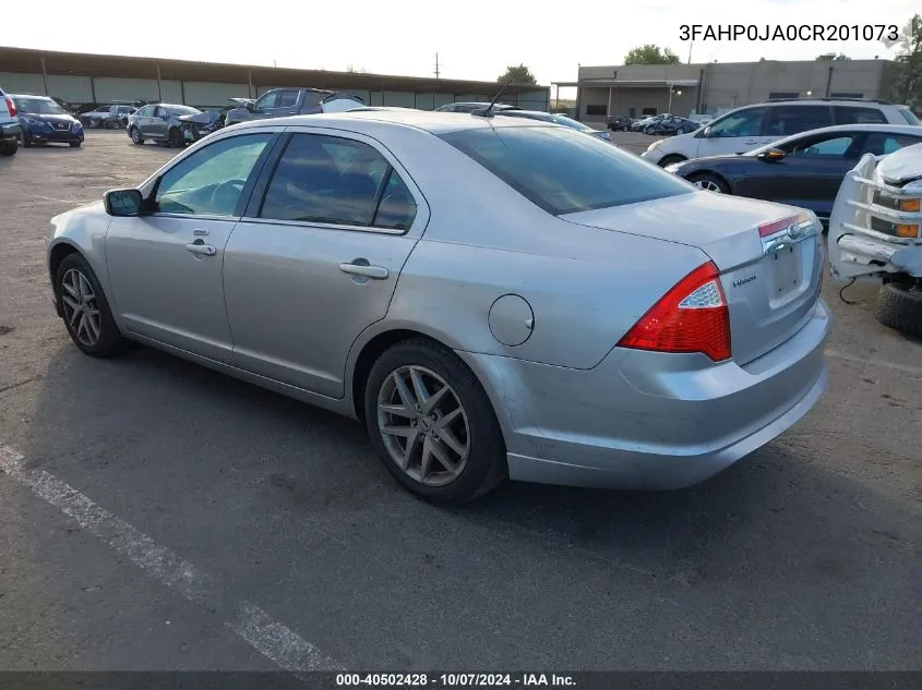 2012 Ford Fusion Sel VIN: 3FAHP0JA0CR201073 Lot: 40502428