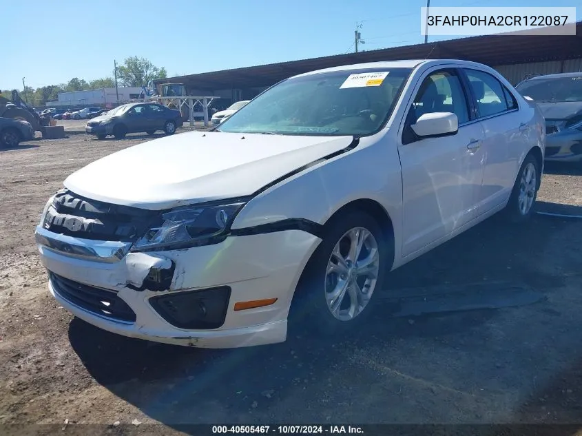 2012 Ford Fusion Se VIN: 3FAHP0HA2CR122087 Lot: 40505467