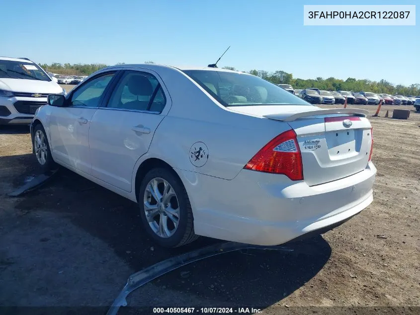 2012 Ford Fusion Se VIN: 3FAHP0HA2CR122087 Lot: 40505467