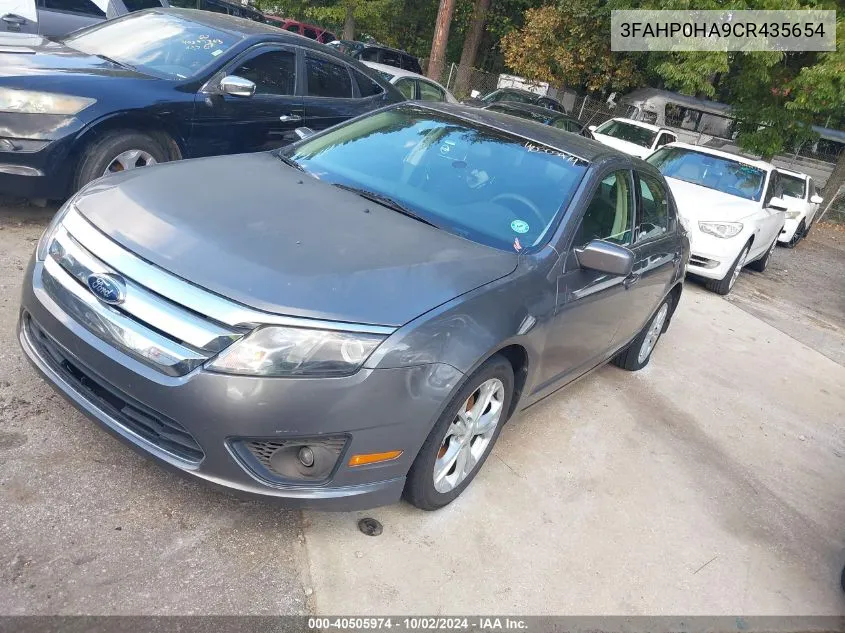 2012 Ford Fusion Se VIN: 3FAHP0HA9CR435654 Lot: 40505974