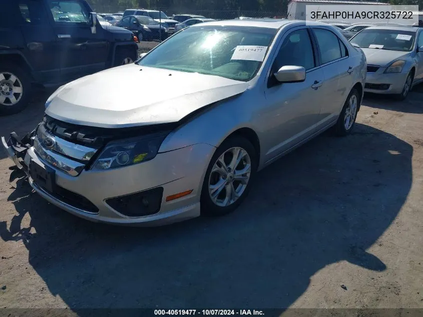 2012 Ford Fusion Se VIN: 3FAHP0HA9CR325722 Lot: 40519477