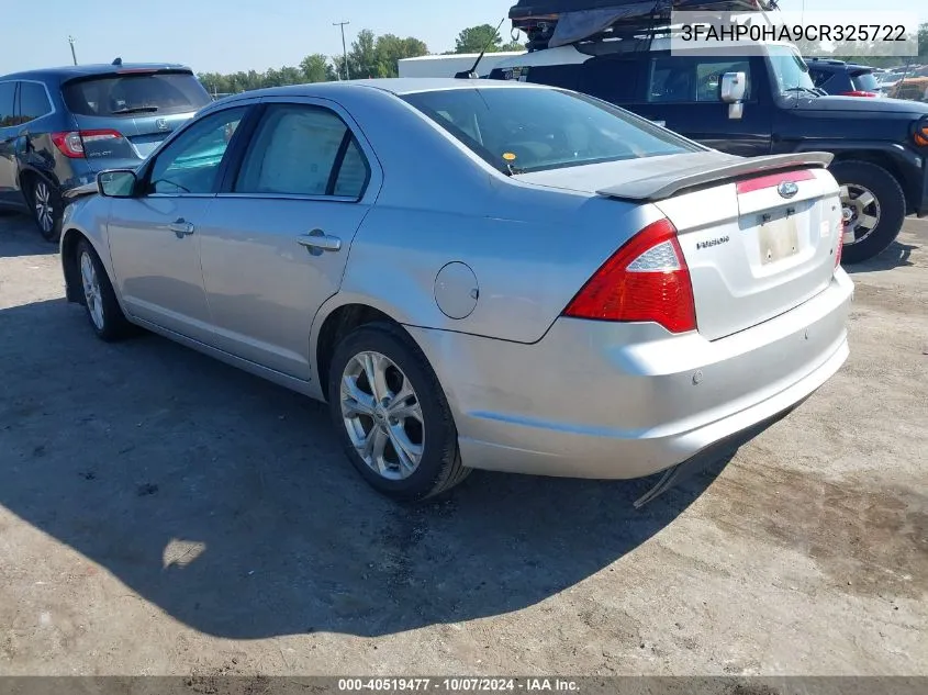 2012 Ford Fusion Se VIN: 3FAHP0HA9CR325722 Lot: 40519477