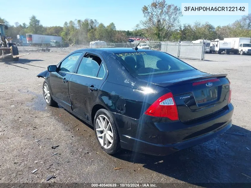 2012 Ford Fusion Se VIN: 3FAHP0HA6CR122142 Lot: 40540639