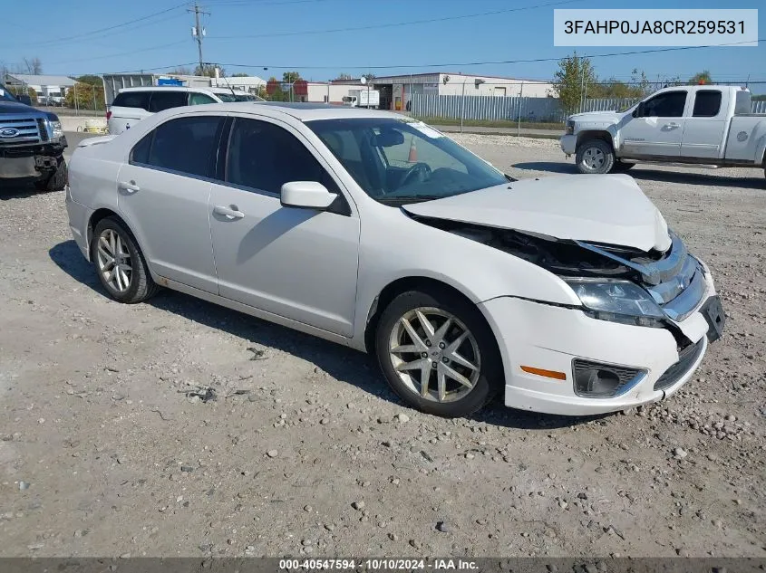 2012 Ford Fusion Sel VIN: 3FAHP0JA8CR259531 Lot: 40547594