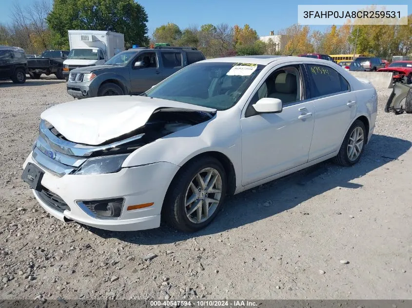 2012 Ford Fusion Sel VIN: 3FAHP0JA8CR259531 Lot: 40547594