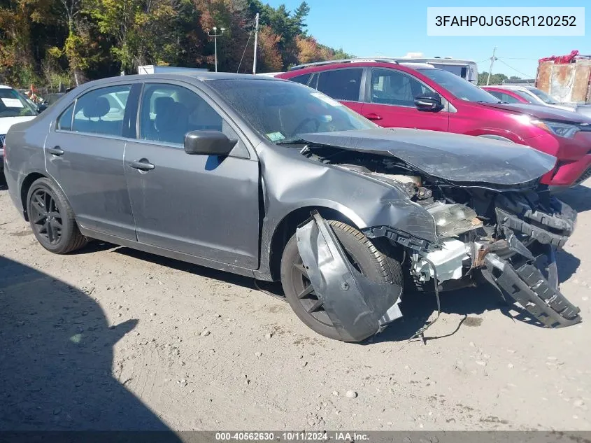 2012 Ford Fusion Sel VIN: 3FAHP0JG5CR120252 Lot: 40562630