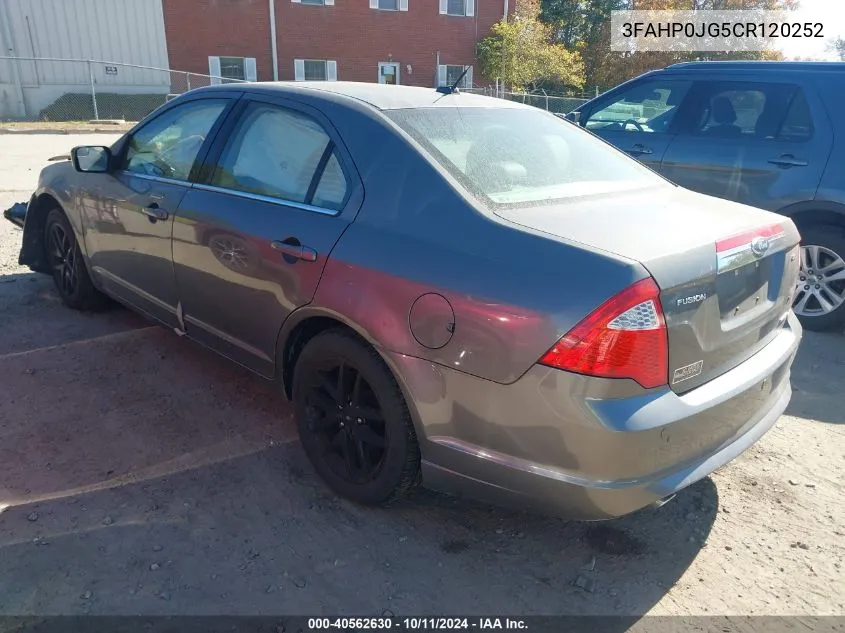 2012 Ford Fusion Sel VIN: 3FAHP0JG5CR120252 Lot: 40562630