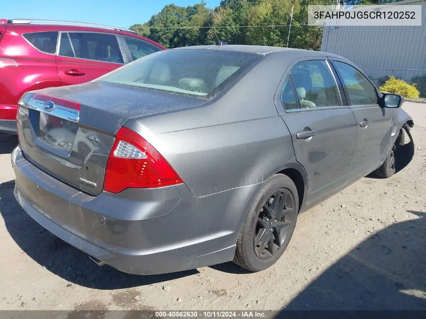 2012 Ford Fusion Sel VIN: 3FAHP0JG5CR120252 Lot: 40562630