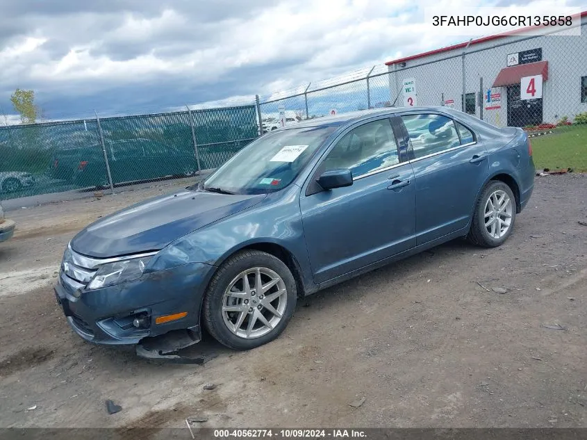 2012 Ford Fusion Sel VIN: 3FAHP0JG6CR135858 Lot: 40562774