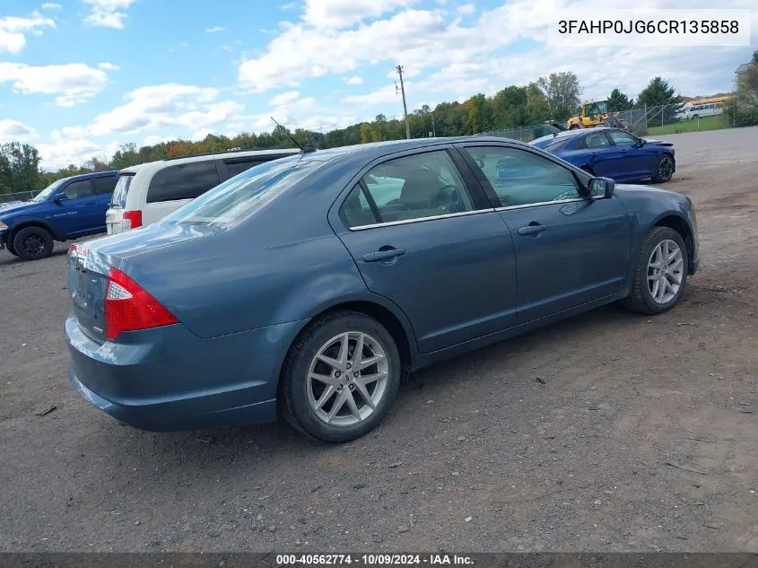 2012 Ford Fusion Sel VIN: 3FAHP0JG6CR135858 Lot: 40562774