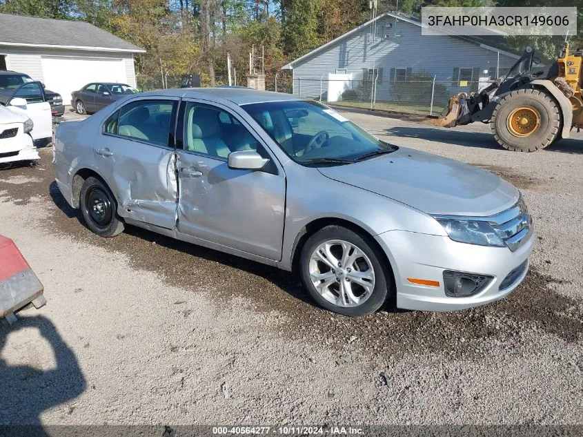 2012 Ford Fusion Se VIN: 3FAHP0HA3CR149606 Lot: 40564277