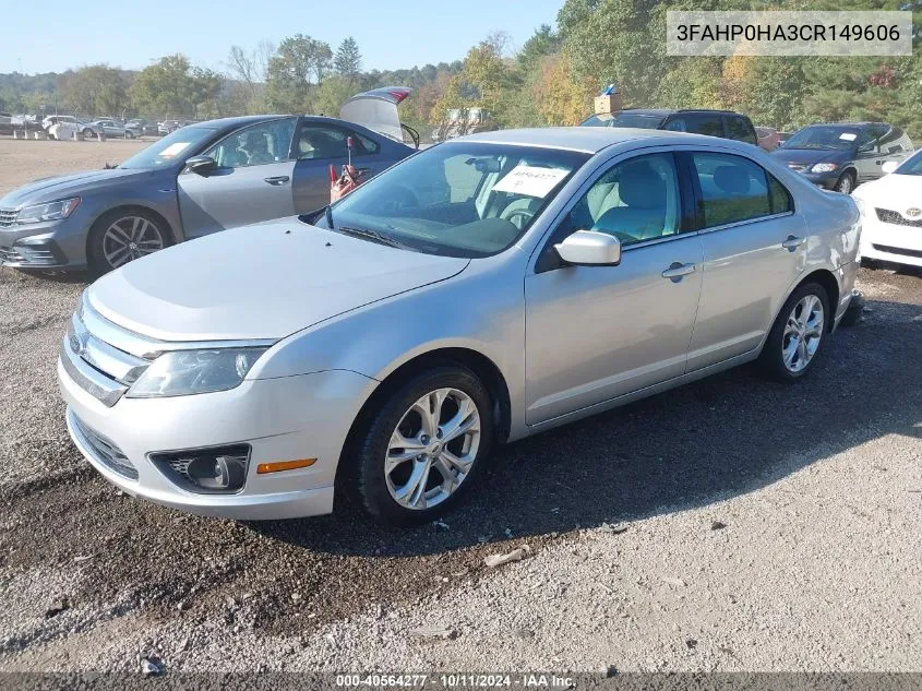 2012 Ford Fusion Se VIN: 3FAHP0HA3CR149606 Lot: 40564277