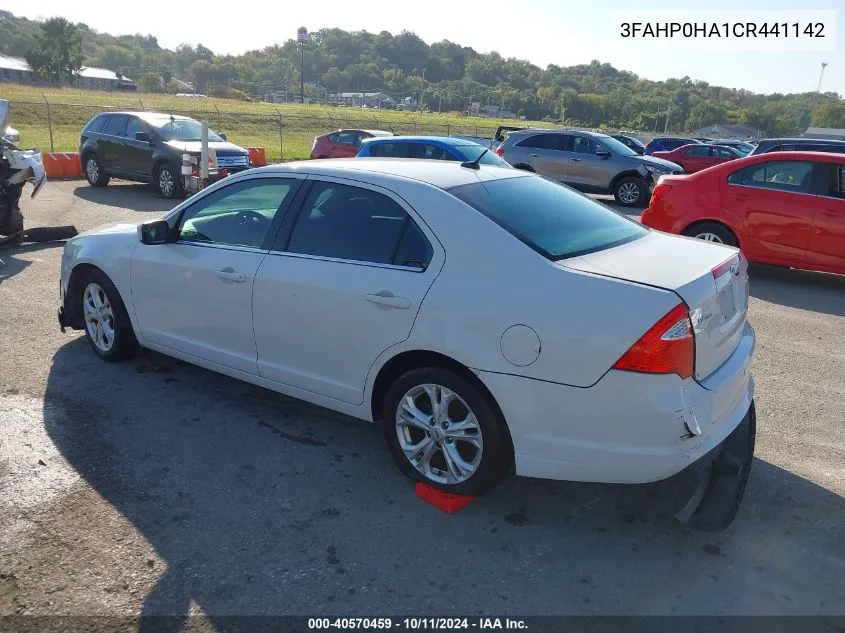 2012 Ford Fusion Se VIN: 3FAHP0HA1CR441142 Lot: 40570459