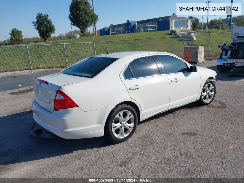 2012 Ford Fusion Se VIN: 3FAHP0HA1CR441142 Lot: 40570459