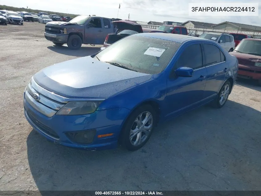 2012 Ford Fusion Se VIN: 3FAHP0HA4CR224412 Lot: 40572565