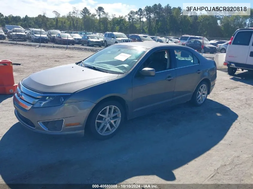 2012 Ford Fusion Sel VIN: 3FAHP0JA5CR320818 Lot: 40580005