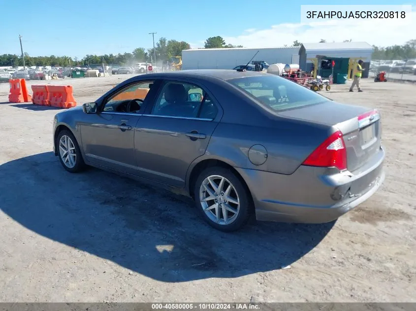 2012 Ford Fusion Sel VIN: 3FAHP0JA5CR320818 Lot: 40580005