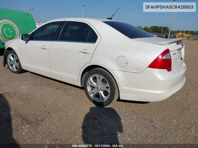 2012 Ford Fusion Se VIN: 3FAHP0HA5CR428863 Lot: 40580379