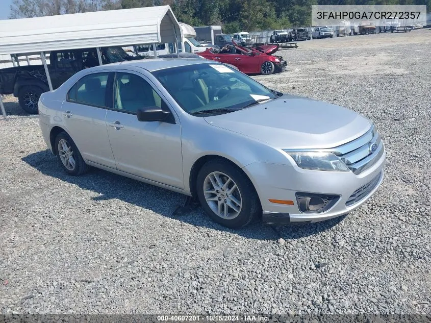 2012 Ford Fusion S VIN: 3FAHP0GA7CR272357 Lot: 40607201