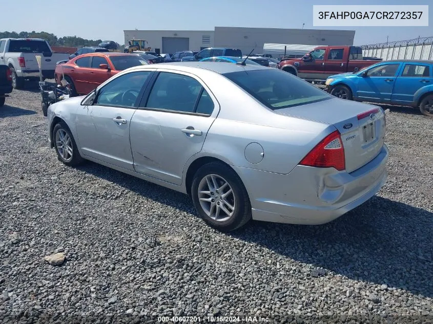 2012 Ford Fusion S VIN: 3FAHP0GA7CR272357 Lot: 40607201