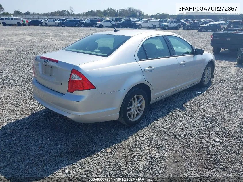 2012 Ford Fusion S VIN: 3FAHP0GA7CR272357 Lot: 40607201