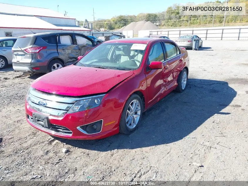 2012 Ford Fusion Sel VIN: 3FAHP0CG3CR281650 Lot: 40622730