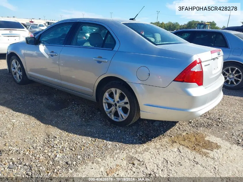 2012 Ford Fusion Se VIN: 3FAHP0HA5CR428278 Lot: 40628576