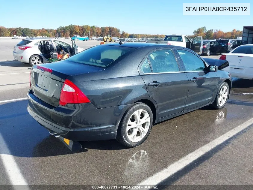 2012 Ford Fusion Se VIN: 3FAHP0HA8CR435712 Lot: 40677731