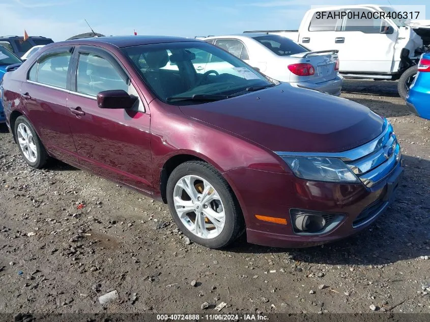 3FAHP0HA0CR406317 2012 Ford Fusion Se