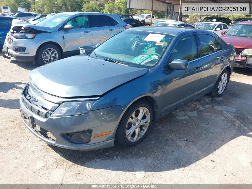 2012 Ford Fusion Se VIN: 3FAHP0HA7CR205160 Lot: 40739567