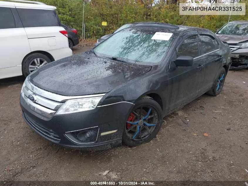 2012 Ford Fusion Se VIN: 3FAHP0HA4CR331525 Lot: 40741883