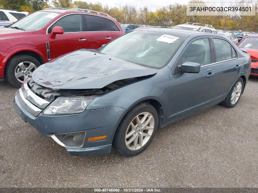 2012 Ford Fusion Sel VIN: 3FAHP0CG3CR394501 Lot: 40746060