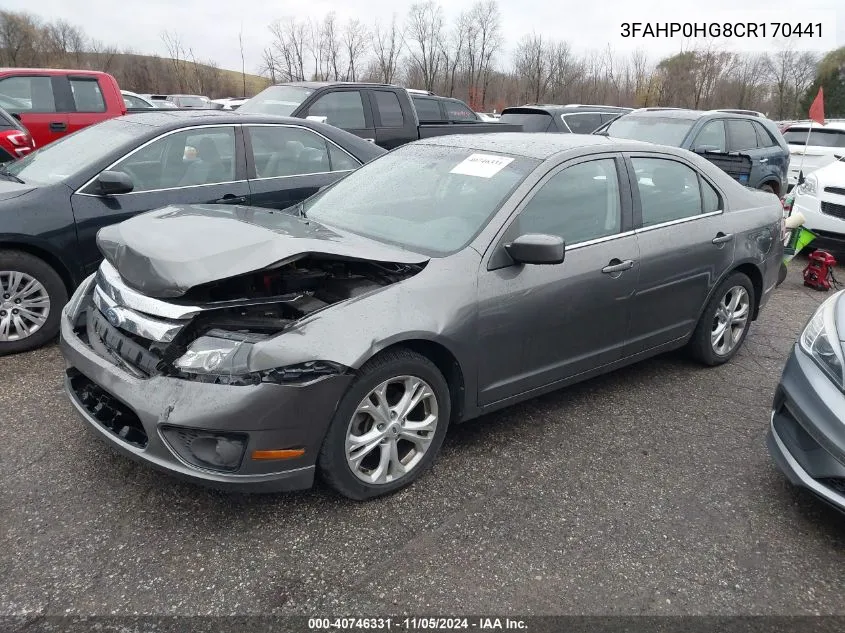 2012 Ford Fusion Se VIN: 3FAHP0HG8CR170441 Lot: 40746331