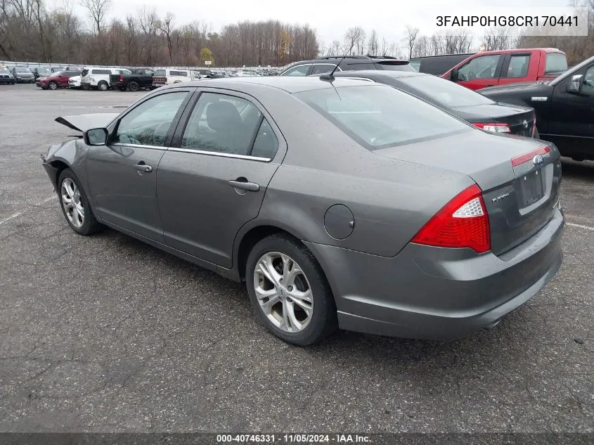 2012 Ford Fusion Se VIN: 3FAHP0HG8CR170441 Lot: 40746331