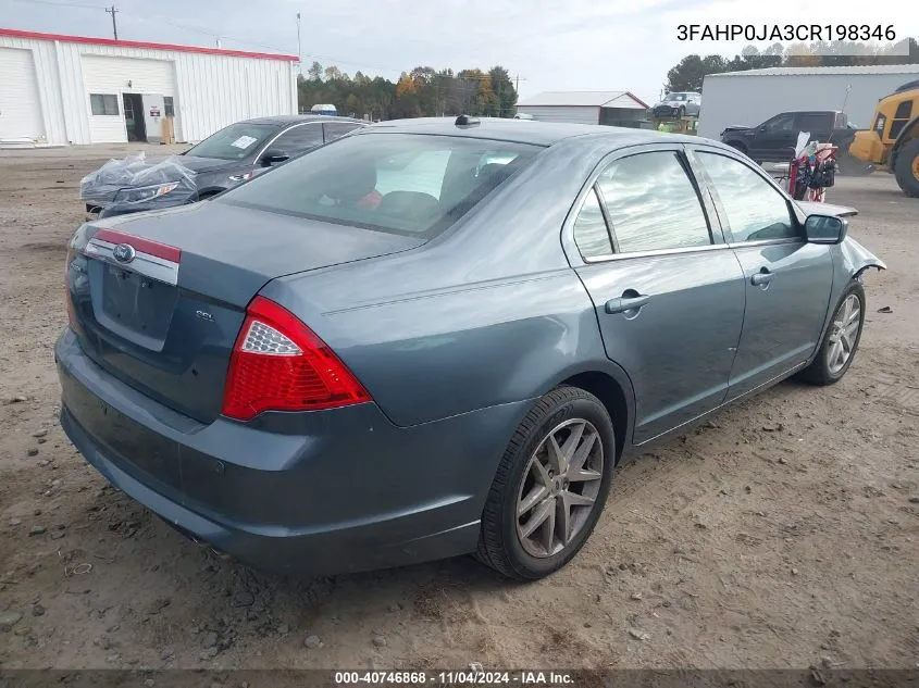 2012 Ford Fusion Sel VIN: 3FAHP0JA3CR198346 Lot: 40746868