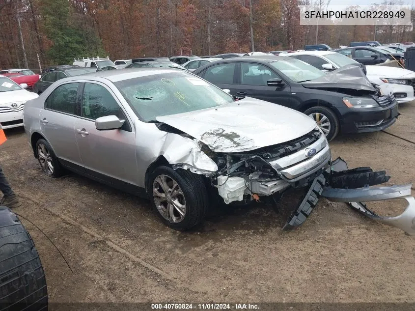 2012 Ford Fusion Se VIN: 3FAHP0HA1CR228949 Lot: 40750824