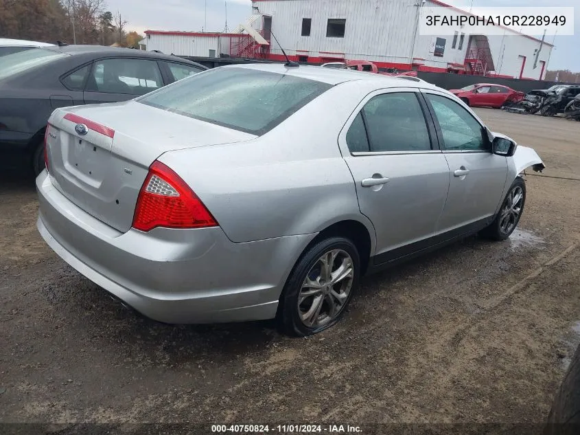 2012 Ford Fusion Se VIN: 3FAHP0HA1CR228949 Lot: 40750824