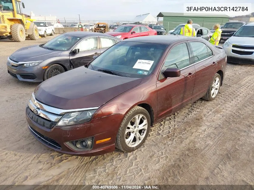 2012 Ford Fusion Se VIN: 3FAHP0HA3CR142784 Lot: 40769506