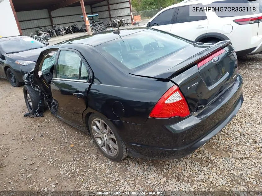 2012 Ford Fusion Se VIN: 3FAHP0HG7CR353118 Lot: 40776369